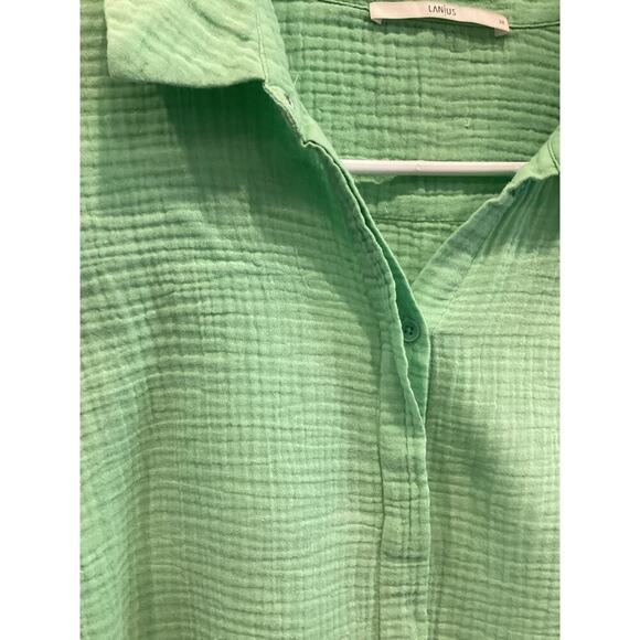Lanius Womens Gauzy Button Up Top Size 38 Medium Organic Cotton Slime Green Fall - Picture 6 of 11